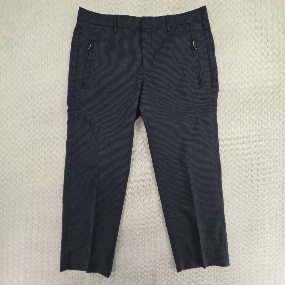 Armani Exchange Dress Pants Womens 33 Reg Black Pinstripe Flat Front Zip Pockets
